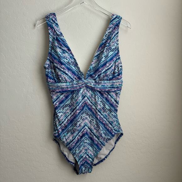 Contours By Coco Reef One Piece Swim Blue Purple 14 38 B/C - Picture 1 of 12
